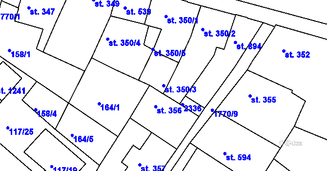 Parcela st. 350/3 v KÚ Vamberk, Katastrální mapa