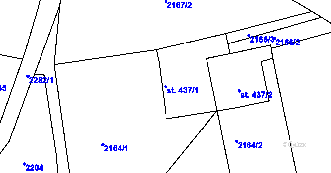 Parcela st. 437/1 v KÚ Vamberk, Katastrální mapa