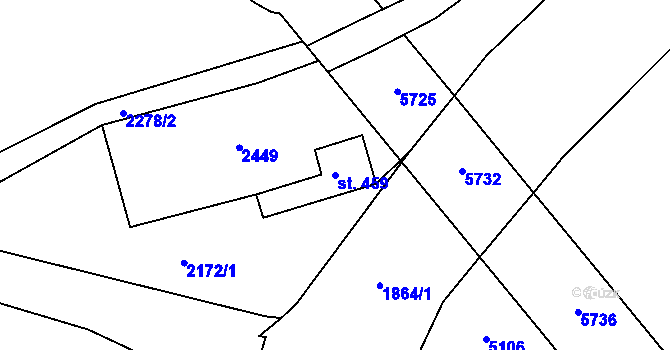 Parcela st. 459 v KÚ Vamberk, Katastrální mapa