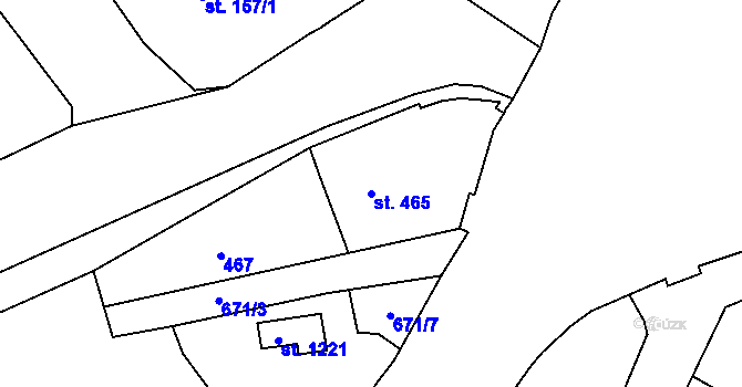 Parcela st. 465 v KÚ Vamberk, Katastrální mapa