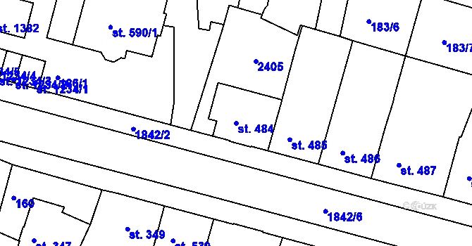 Parcela st. 484 v KÚ Vamberk, Katastrální mapa
