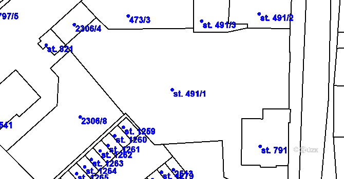 Parcela st. 491/1 v KÚ Vamberk, Katastrální mapa