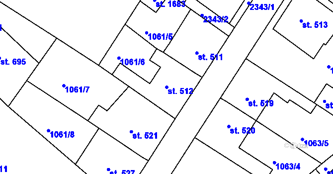 Parcela st. 512 v KÚ Vamberk, Katastrální mapa