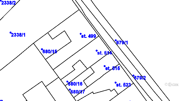 Parcela st. 514 v KÚ Vamberk, Katastrální mapa