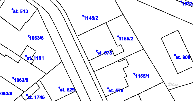 Parcela st. 573 v KÚ Vamberk, Katastrální mapa