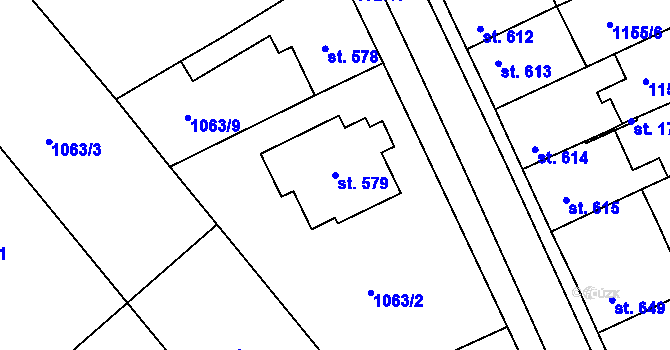 Parcela st. 579 v KÚ Vamberk, Katastrální mapa