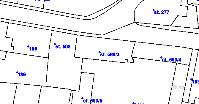 Parcela st. 590/3 v KÚ Vamberk, Katastrální mapa