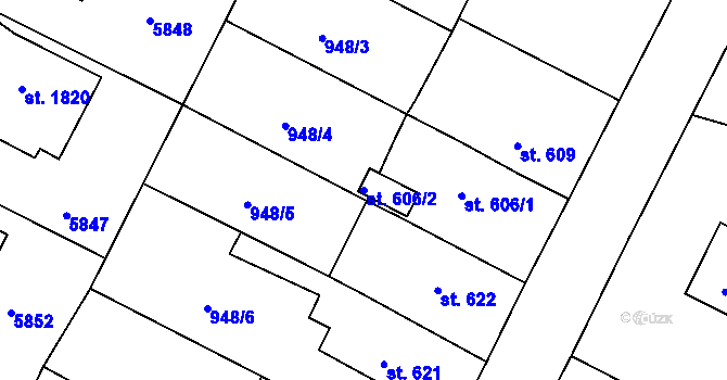 Parcela st. 606/2 v KÚ Vamberk, Katastrální mapa