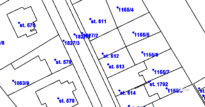 Parcela st. 612 v KÚ Vamberk, Katastrální mapa