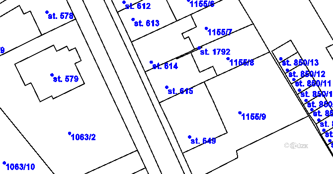 Parcela st. 615 v KÚ Vamberk, Katastrální mapa