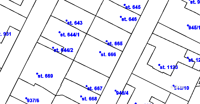 Parcela st. 666 v KÚ Vamberk, Katastrální mapa