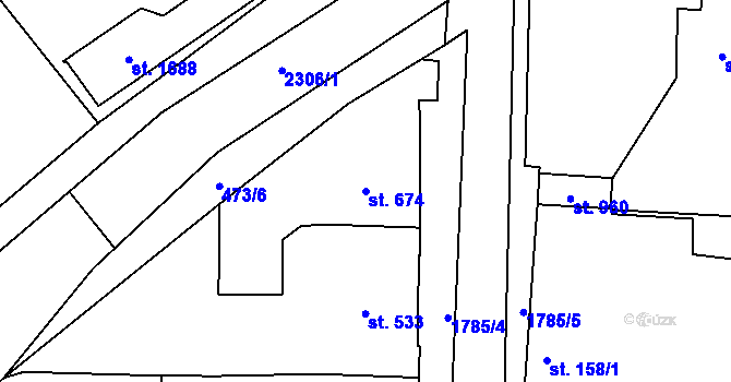 Parcela st. 674 v KÚ Vamberk, Katastrální mapa