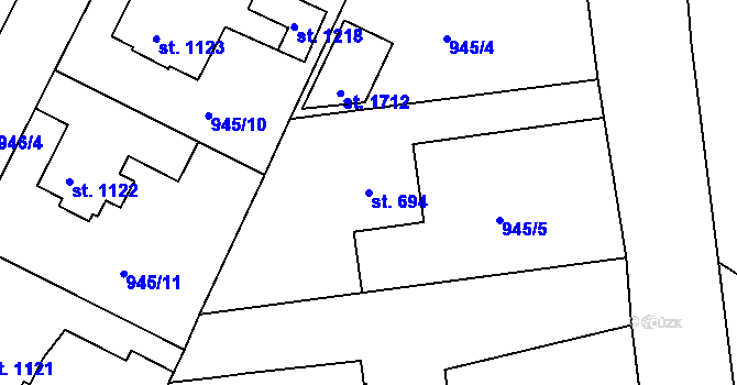 Parcela st. 694 v KÚ Vamberk, Katastrální mapa