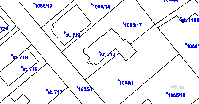 Parcela st. 713 v KÚ Vamberk, Katastrální mapa