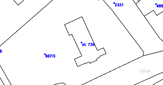 Parcela st. 735 v KÚ Vamberk, Katastrální mapa