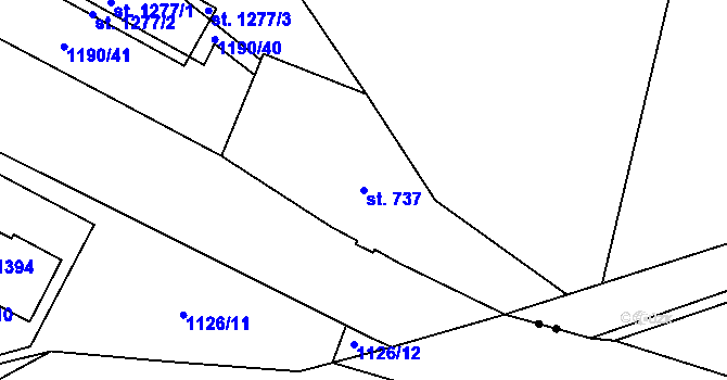 Parcela st. 737 v KÚ Vamberk, Katastrální mapa