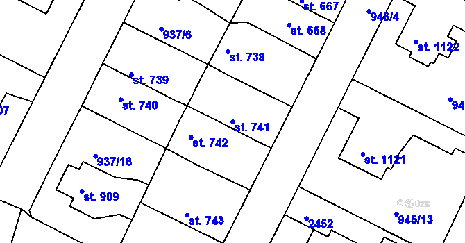 Parcela st. 741 v KÚ Vamberk, Katastrální mapa