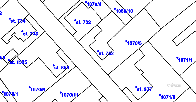 Parcela st. 752 v KÚ Vamberk, Katastrální mapa