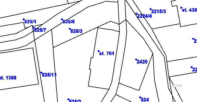 Parcela st. 761 v KÚ Vamberk, Katastrální mapa