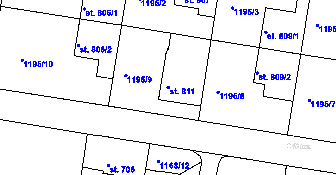 Parcela st. 811 v KÚ Vamberk, Katastrální mapa