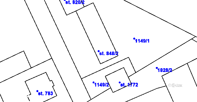 Parcela st. 848/2 v KÚ Vamberk, Katastrální mapa