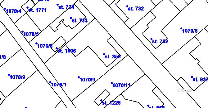 Parcela st. 859 v KÚ Vamberk, Katastrální mapa