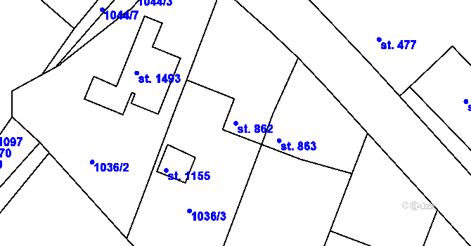 Parcela st. 862 v KÚ Vamberk, Katastrální mapa