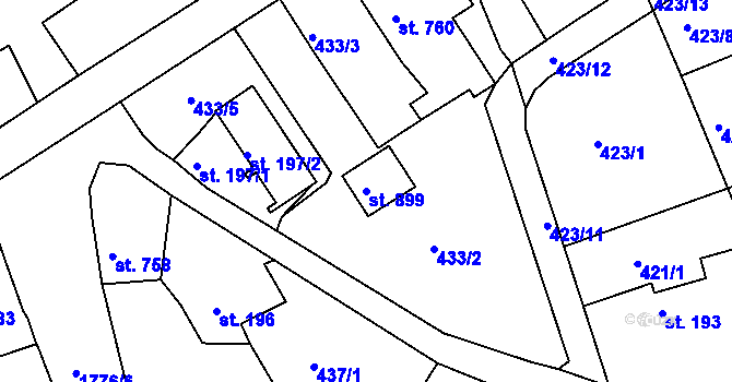 Parcela st. 899 v KÚ Vamberk, Katastrální mapa