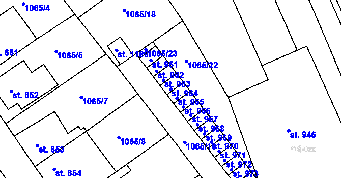 Parcela st. 964 v KÚ Vamberk, Katastrální mapa