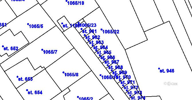 Parcela st. 965 v KÚ Vamberk, Katastrální mapa