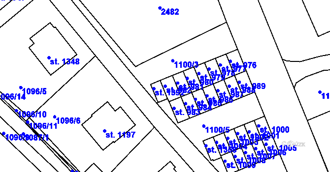 Parcela st. 982 v KÚ Vamberk, Katastrální mapa