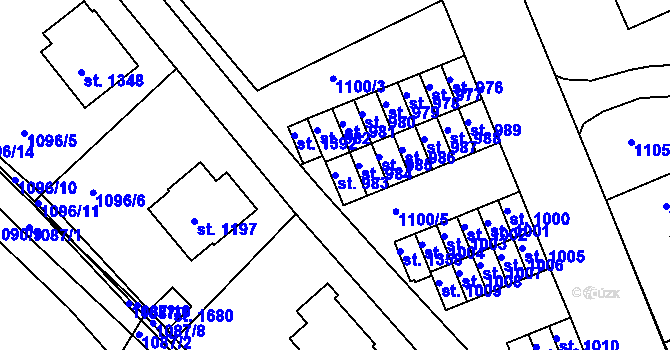 Parcela st. 983 v KÚ Vamberk, Katastrální mapa