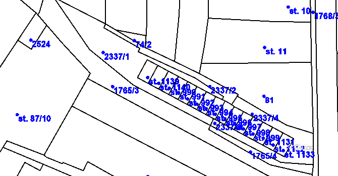 Parcela st. 990 v KÚ Vamberk, Katastrální mapa