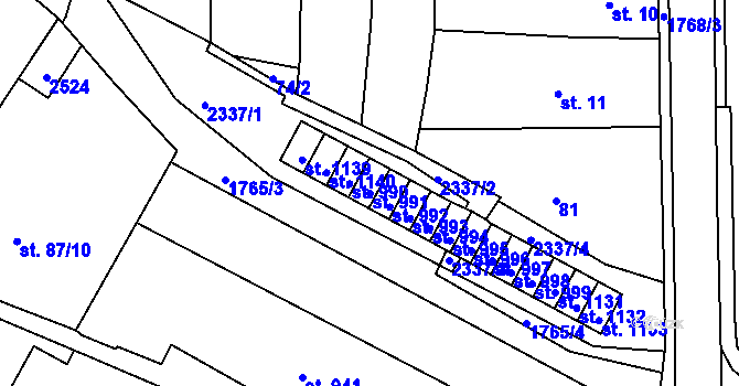 Parcela st. 991 v KÚ Vamberk, Katastrální mapa