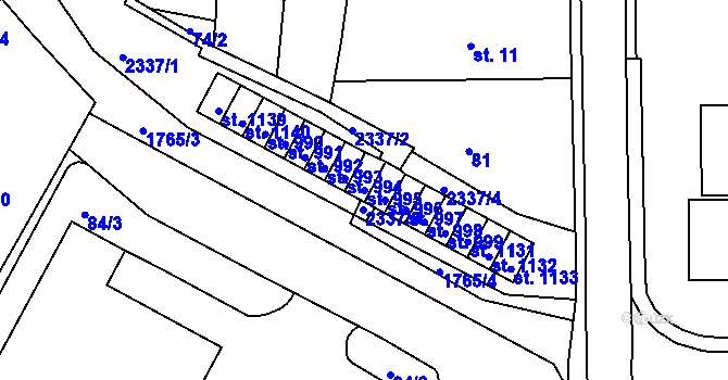 Parcela st. 995 v KÚ Vamberk, Katastrální mapa