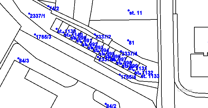 Parcela st. 996 v KÚ Vamberk, Katastrální mapa