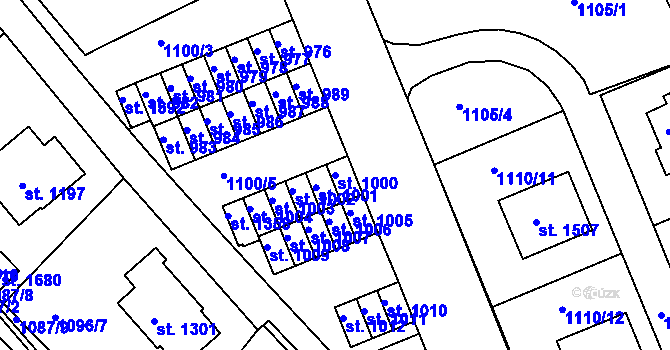 Parcela st. 1000 v KÚ Vamberk, Katastrální mapa