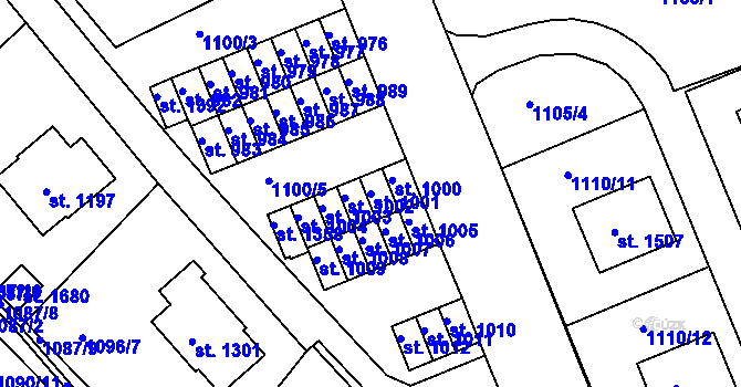 Parcela st. 1001 v KÚ Vamberk, Katastrální mapa