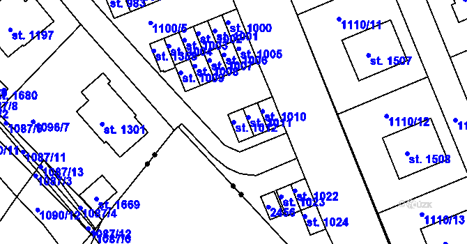 Parcela st. 1012 v KÚ Vamberk, Katastrální mapa