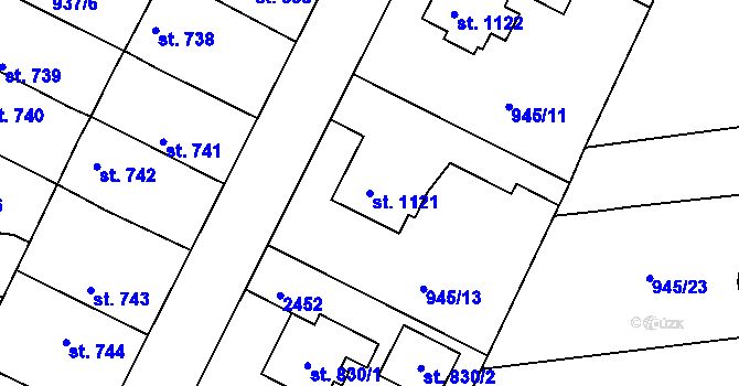 Parcela st. 1121 v KÚ Vamberk, Katastrální mapa