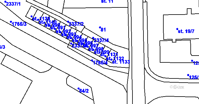 Parcela st. 1131 v KÚ Vamberk, Katastrální mapa