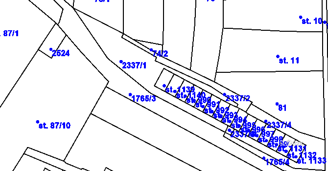 Parcela st. 1139 v KÚ Vamberk, Katastrální mapa