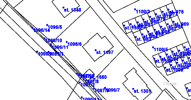 Parcela st. 1197 v KÚ Vamberk, Katastrální mapa