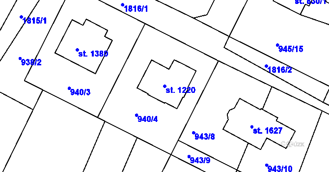Parcela st. 1220 v KÚ Vamberk, Katastrální mapa