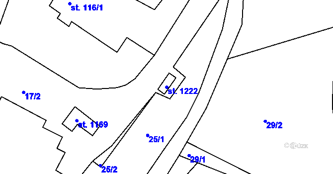 Parcela st. 1222 v KÚ Vamberk, Katastrální mapa