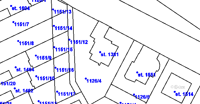 Parcela st. 1381 v KÚ Vamberk, Katastrální mapa