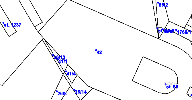 Parcela st. 42 v KÚ Vamberk, Katastrální mapa