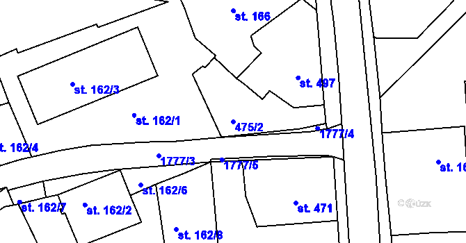Parcela st. 475/2 v KÚ Vamberk, Katastrální mapa