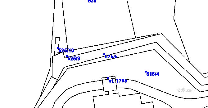 Parcela st. 525/5 v KÚ Vamberk, Katastrální mapa