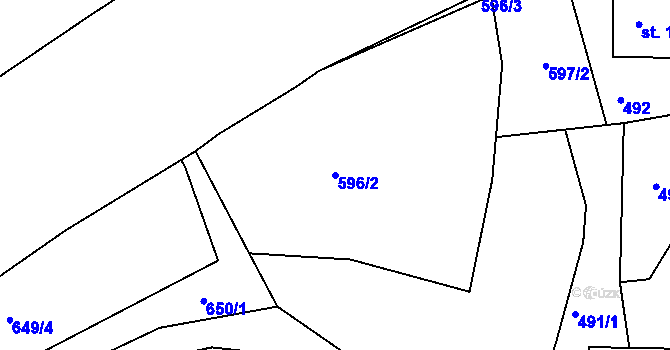 Parcela st. 596/2 v KÚ Vamberk, Katastrální mapa